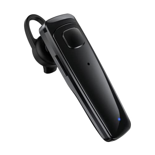 Bluetooth Headset - V5.0 Wireless Handsfree Earpiece Built-In Dual Mic Noise Cancelling, 10 Days Standby 16Hrs Hd Talktime Ultralight Headset For Iphone Android Samsung Laptop(Black)
