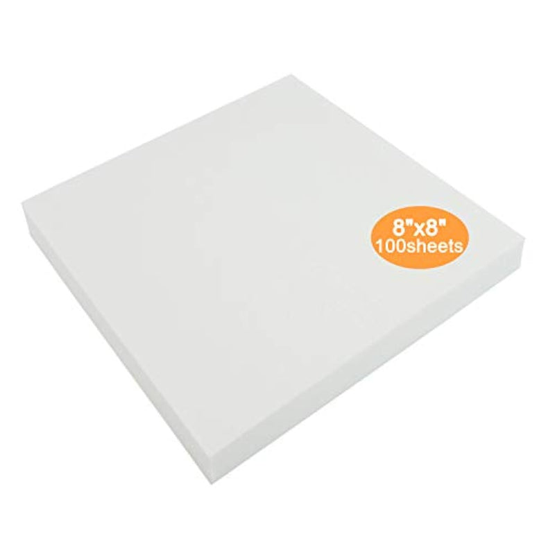 Tear Away Machine Embroidery Stabilizer Backing 8"X8" - 100 Precut Sheets - Medium Weight 1.8 Oz- Fits 4X4 And 6X6 Hoops