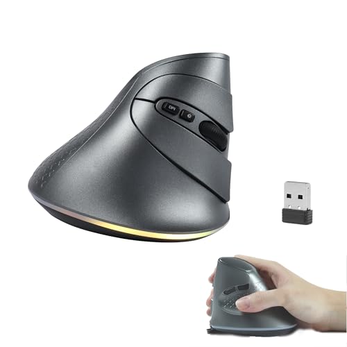2.4G Wireless Mouse Ergonomic Vertical Mouse Bluetooth Mouse Rgb Optical Mouse With Usb Receiver 7 Buttons 4 Adjustable Dpi Cordless Computer Mice For Pc Laptop Desktop,Grey