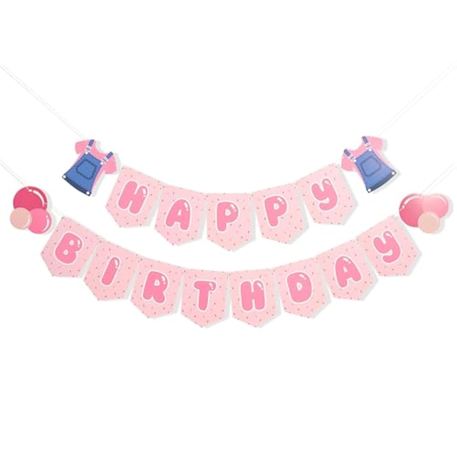 Pink Happy Birthday Banner Bubble Gum Girls Birthday Party Decorations
