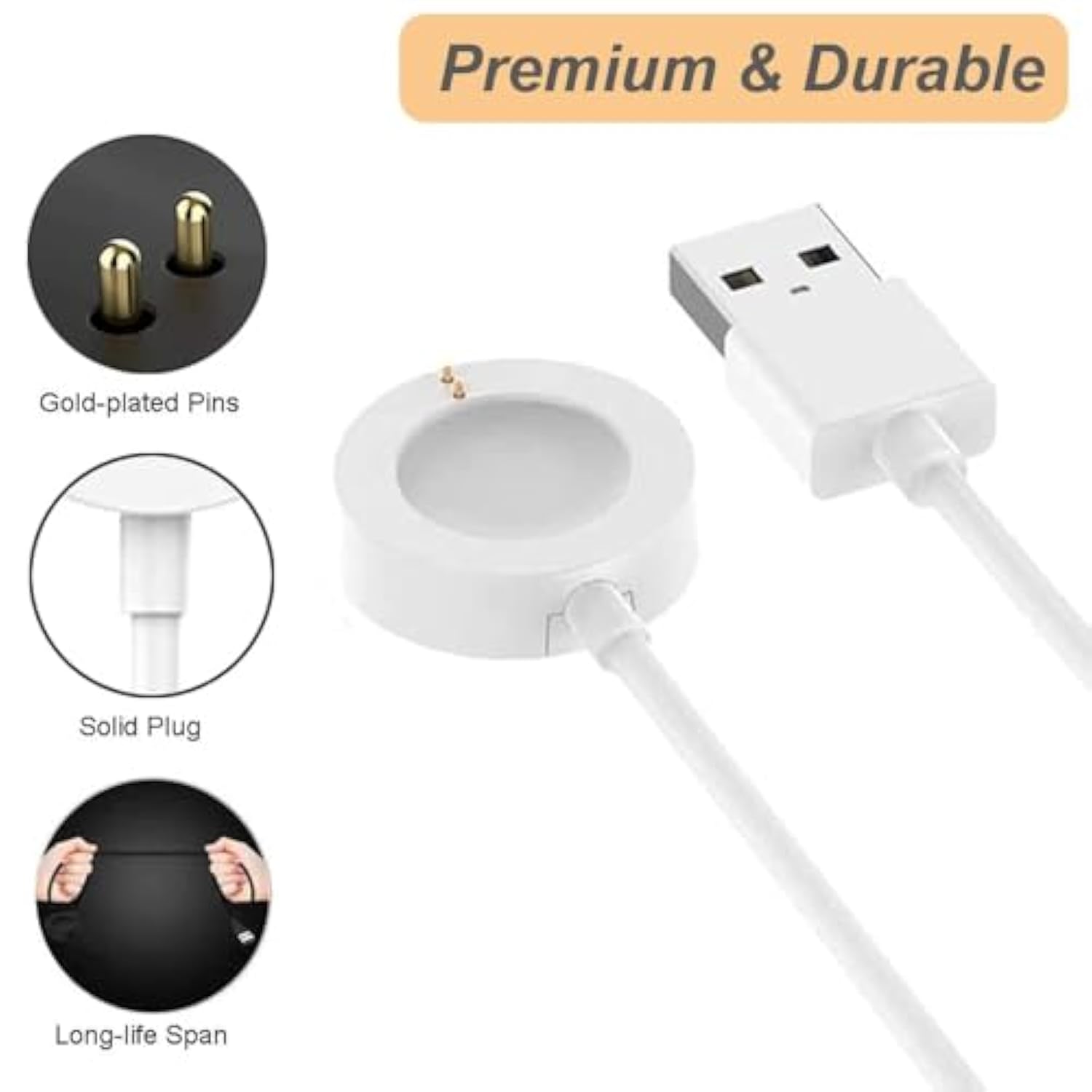 Charger For Fossil Gen 4/5/5E/6 & Michael Kors Smart Watch Charging Cable (3.3Ft/1M, White)