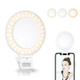Clip-On Selfie Ring Light 60 LEDs 3 Modes Touch Control Rechargeable 800mAh