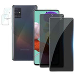 [2+2 Pack] Privacy Screen Protector For Samsung Galaxy A51, Anti-Spy Shatterproof Tempered Glass With Camera Lens Tempered Glass 9H Hardness Bubble Free Anti-Glare Case Friendly
