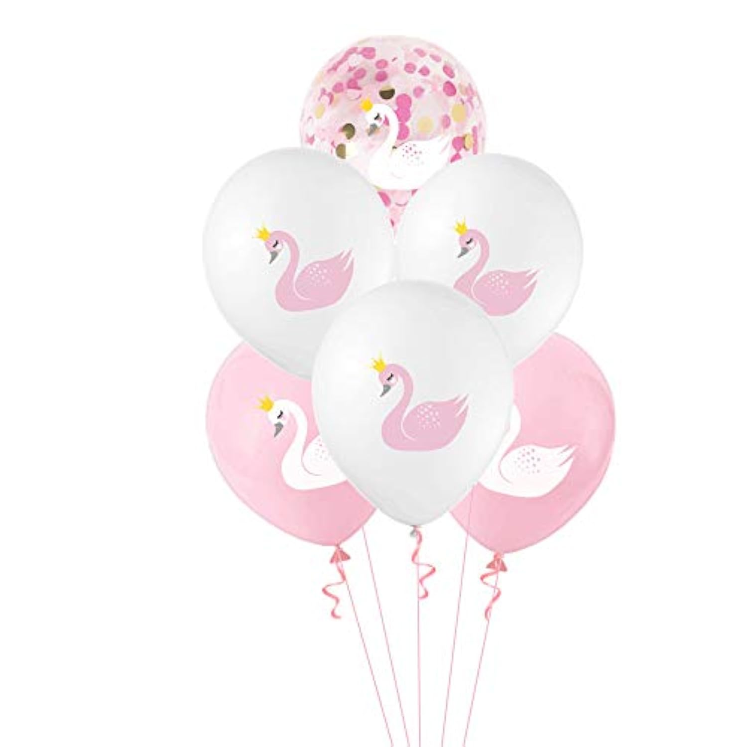 Swan Princess Balloons, 15 Pcs Pink And White Latex Balloons Swan Soiree Confetti Balloons For Wedding Birthday Girl Baby Shower Party Decoration