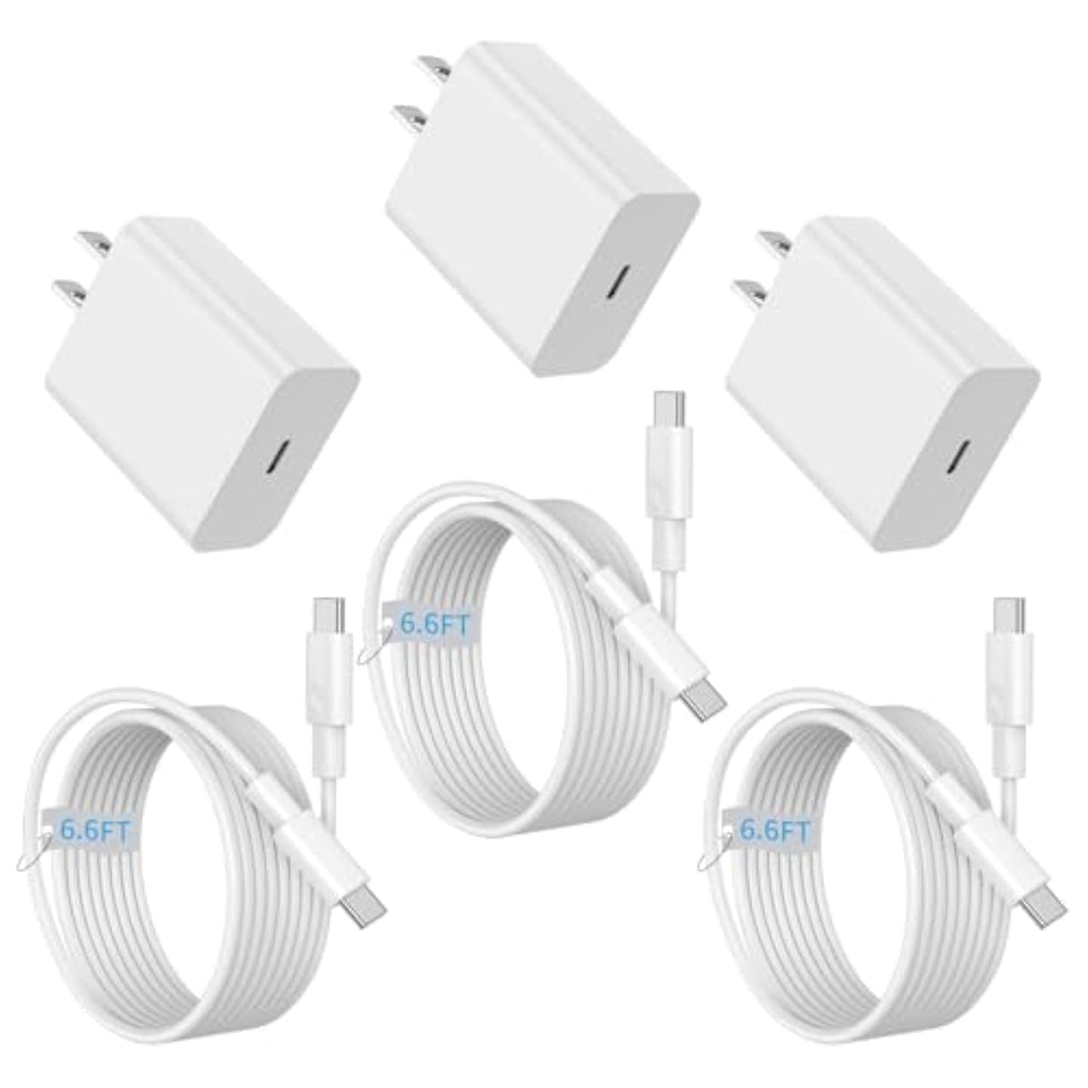 Iphone 16 15 Charger Fast Charging, 2-Pack 20W Pd Type C Fast Wall Chargers, Usb C Charger Block For Iphone 16/15/Plus Pro Max, Ipad Pro/Air/Mini, Airpods Pro With 2 Pack 10Ft Usbc To Usb C Cable