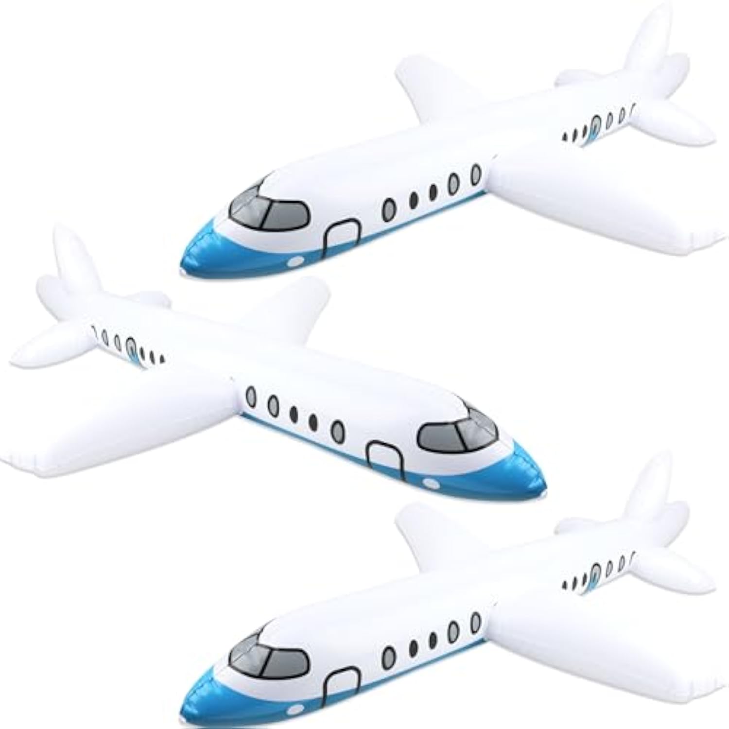 3Pcs 40-Inch White Inflatable Airplane Balloons, Outdoor Pool & Party Decorations