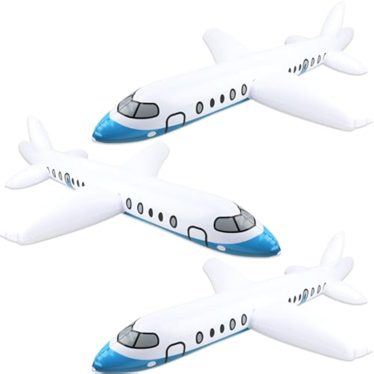3Pcs 40-Inch White Inflatable Airplane Balloons, Outdoor Pool & Party Decorations