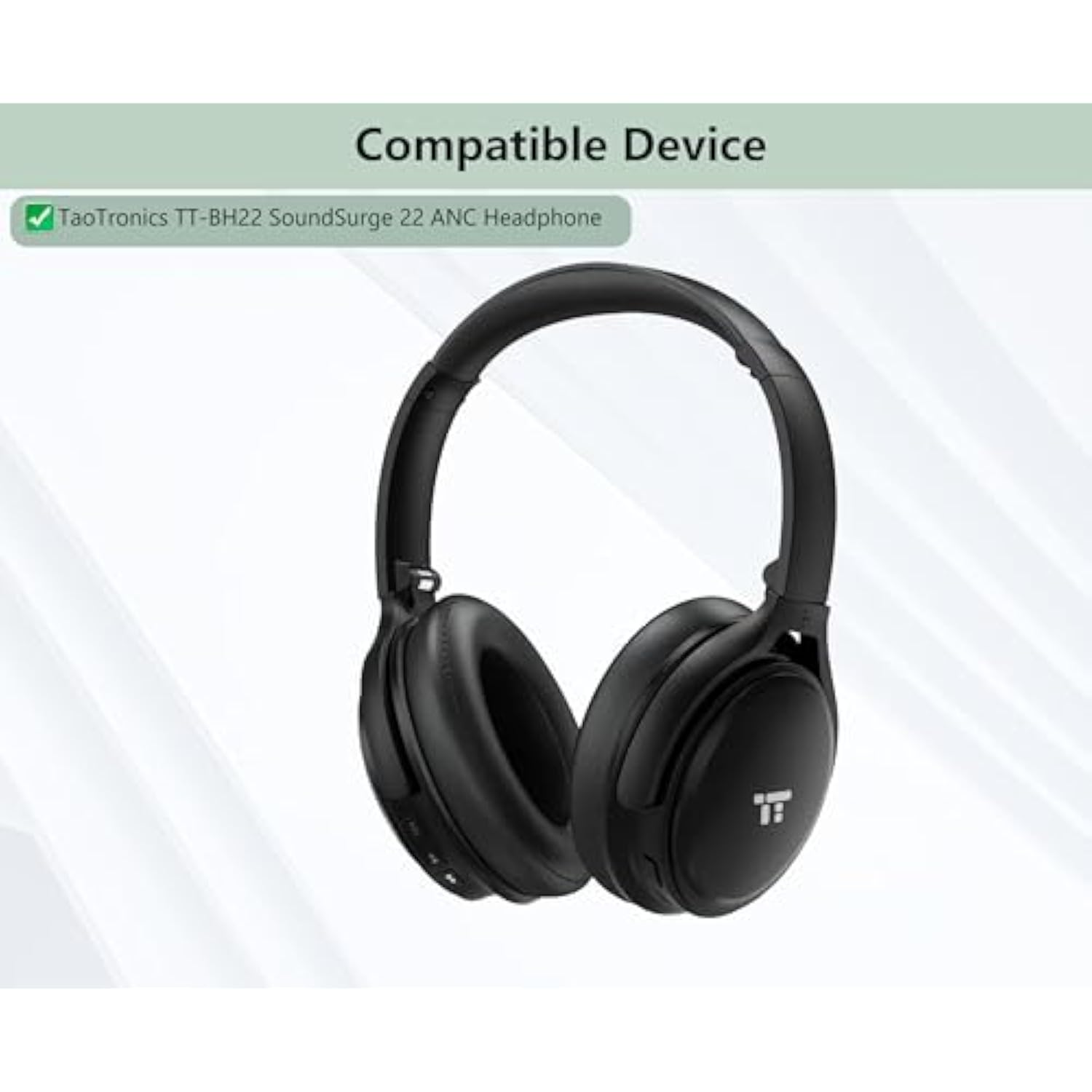 Prime Earpads Replacement Compatible With Taotronics Tt-Bh22 Soundsurge 22 Anc Headphone Ear Pads Cushion(Protein Leather/Memory Foam)