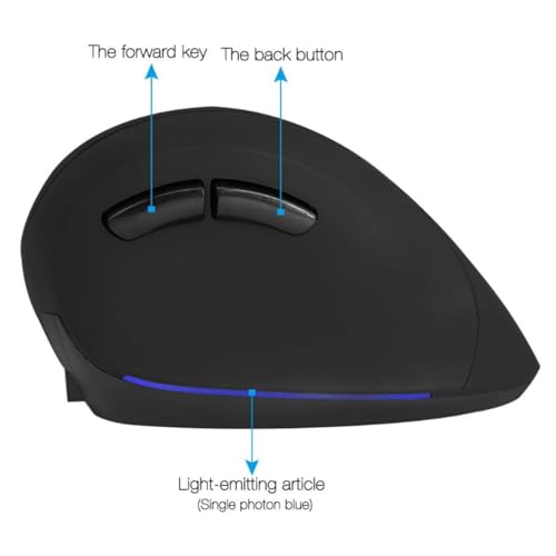 Ergonomic Vertical Wireless Rechargeable Mouse, 2.4Ghz, 800/1200/1600 Dpi, 6 Buttons, Pinky Finger Rest, 123Mm X 90Mm X 72Mm, Black