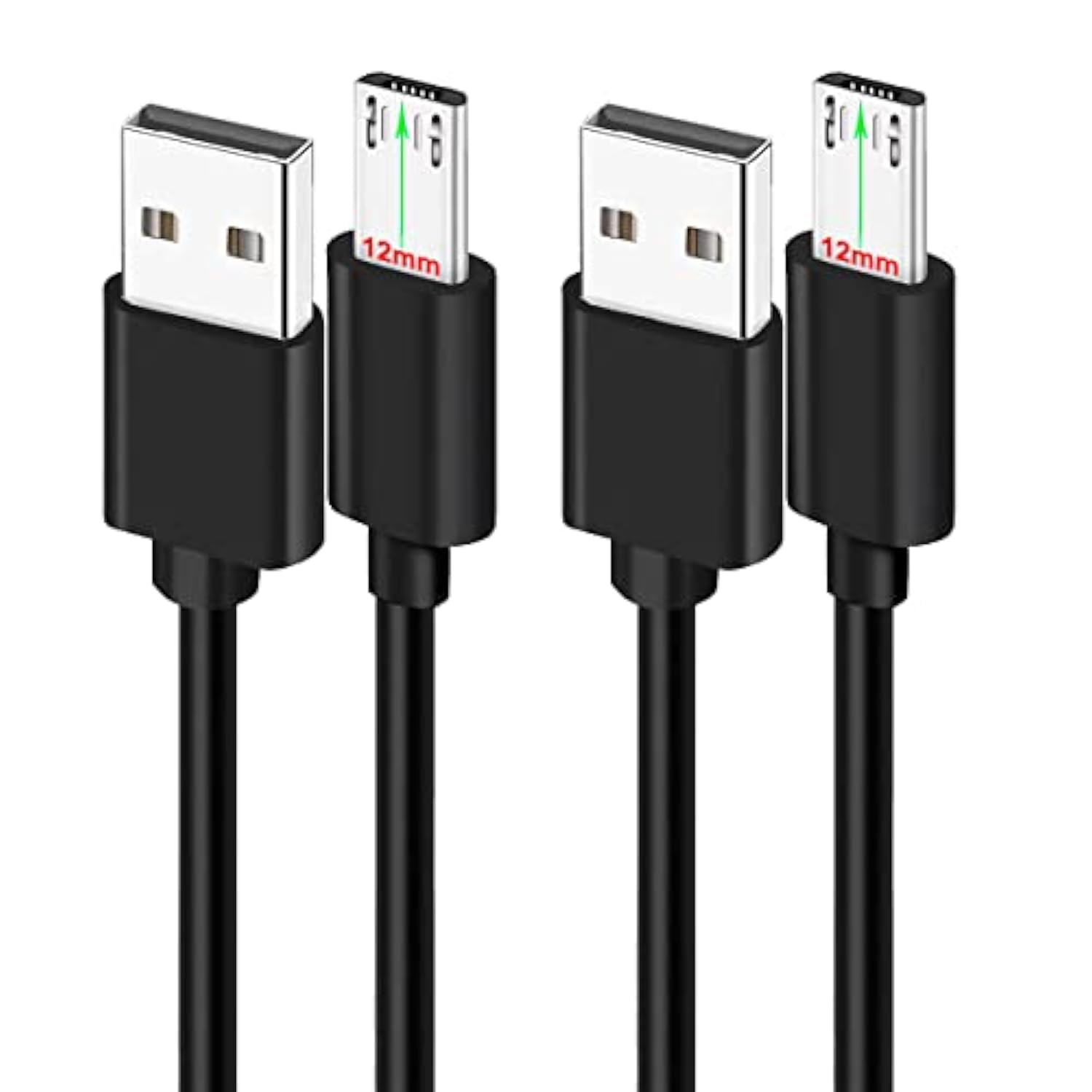 2Pcs 3Ft 12Mm Long Tip Micro Usb Cable Compatible With Blackview Bv4000 Bv4900 Bv5500 Pro/Plus Bv5800 Bv6000 Bv6000S /Oukitel Wp12 Wp8 Pro, Wp6/Doogee/Ulefone Armor X7 Pro X6 X5 Rugged Phones