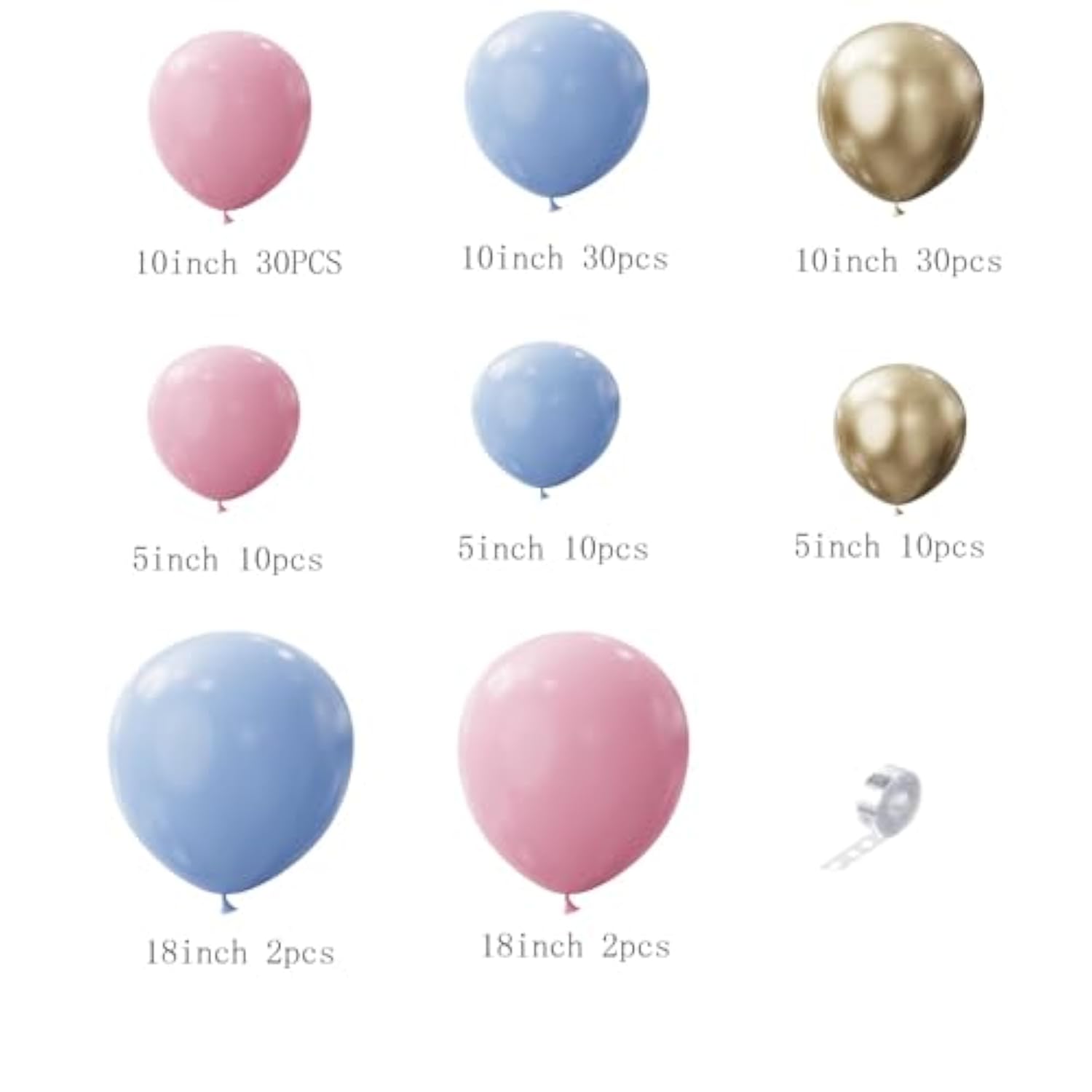 135pc Pink Blue Gold Balloon Garland Kit – Gender Reveal, Baby Shower & Party Decor