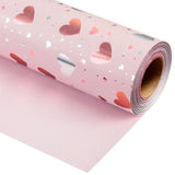 Gold Foil Heart Wrapping Paper Reversible Pink Gift Wrap 17In X 32.8Ft