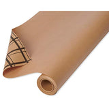 American Greetings Reversible Brown Wrapping Paper for All Occasions, Kraft Paper and Plaid (1 Jumbo Roll, 175 sq. ft.)