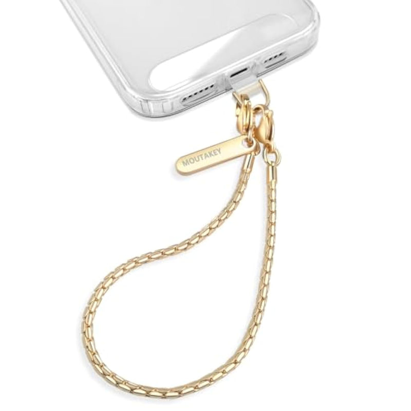 Phone Wrist Strap Metal Phone Chain Wristlet Strap Detachable Iphone Lanyard Wrist With 2 Tether Tabs Iphone Charm Strap For Women Girls Shopping Traveling Party Walking Gold