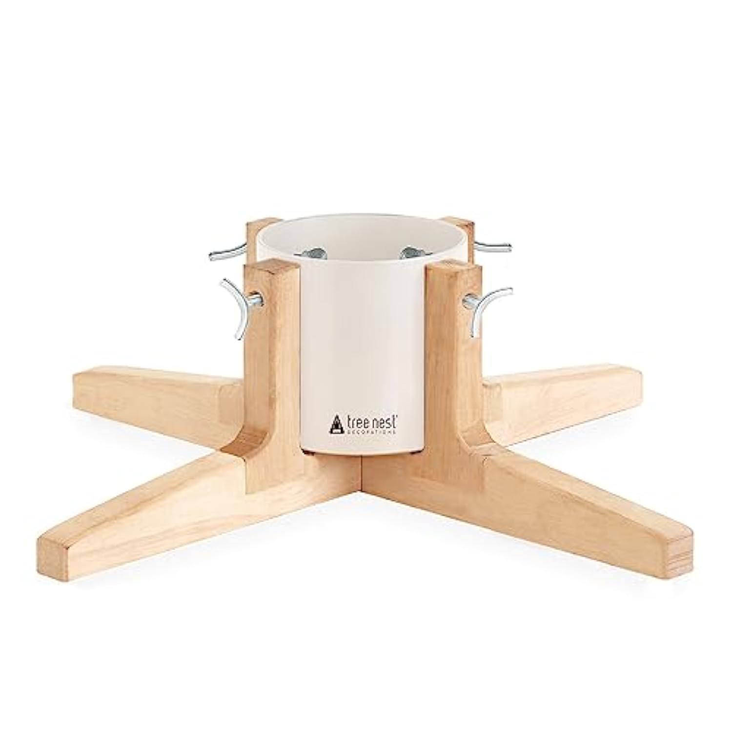 Christmas Tree Stand Base For 7Ft Real Tree Sliver Christmas Tree Holder Stable For Xmas Tree Decoration Rustic (White,Medium)