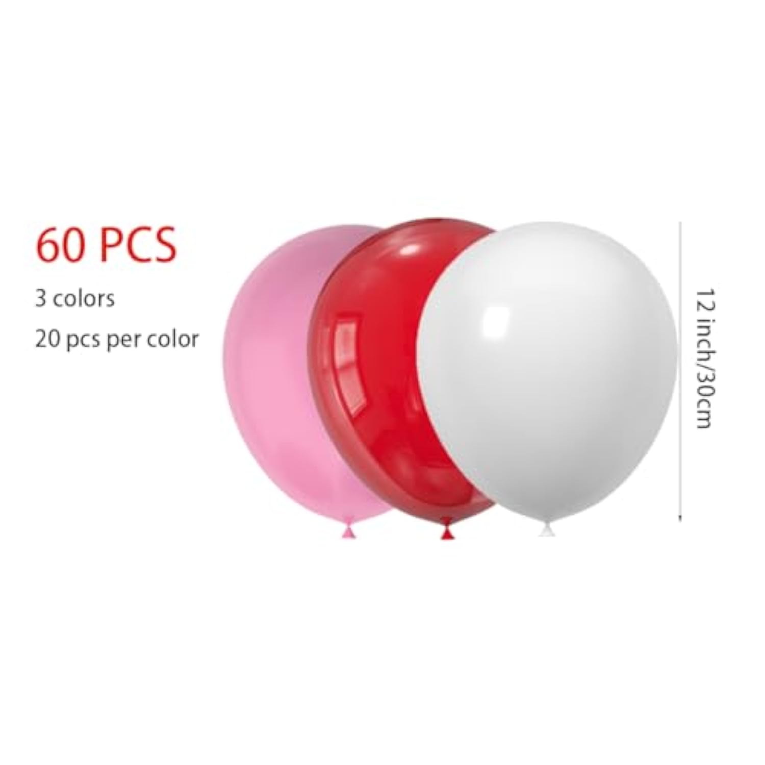60 Pcs 12 Inch Latex Balloons In Red, Pink And White, Perfect For Valentine'S Day, Christmas, Girl'S Birthday, Graduation, Wedding And Baby Shower Party Balloons Decorations