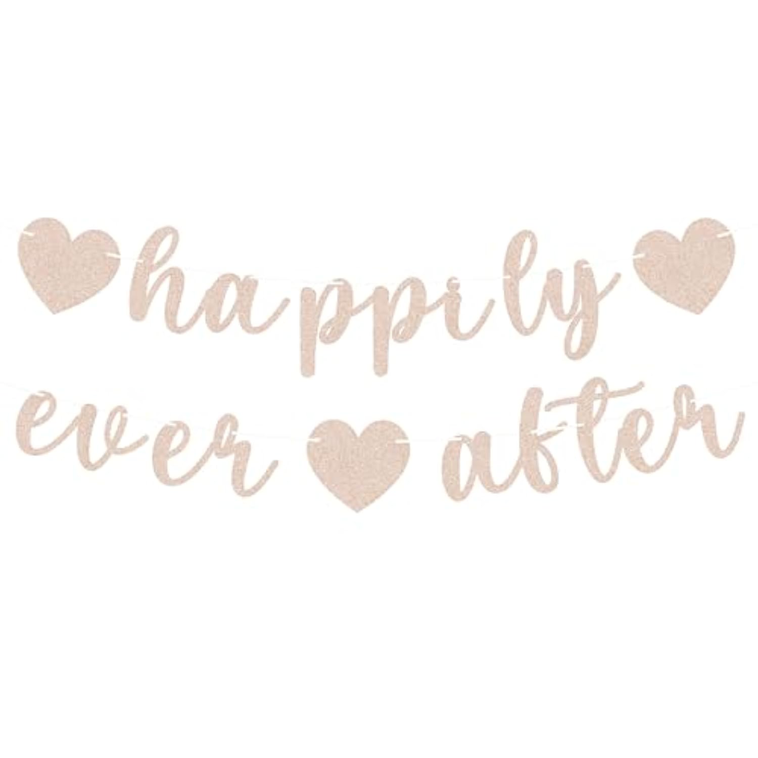 Pre-Strung Happily Ever After Banner - Rose Gold Glitter Bachelorette Bridal Engagement Party Decoration Supplies, Bachelorette Wedding Party Banner For Engagement, Bridal Shower, Wedding Party Photo Booth Props
