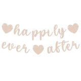 Pre-Strung Happily Ever After Banner - Rose Gold Glitter Bachelorette Bridal Engagement Party Decoration Supplies, Bachelorette Wedding Party Banner For Engagement, Bridal Shower, Wedding Party Photo Booth Props