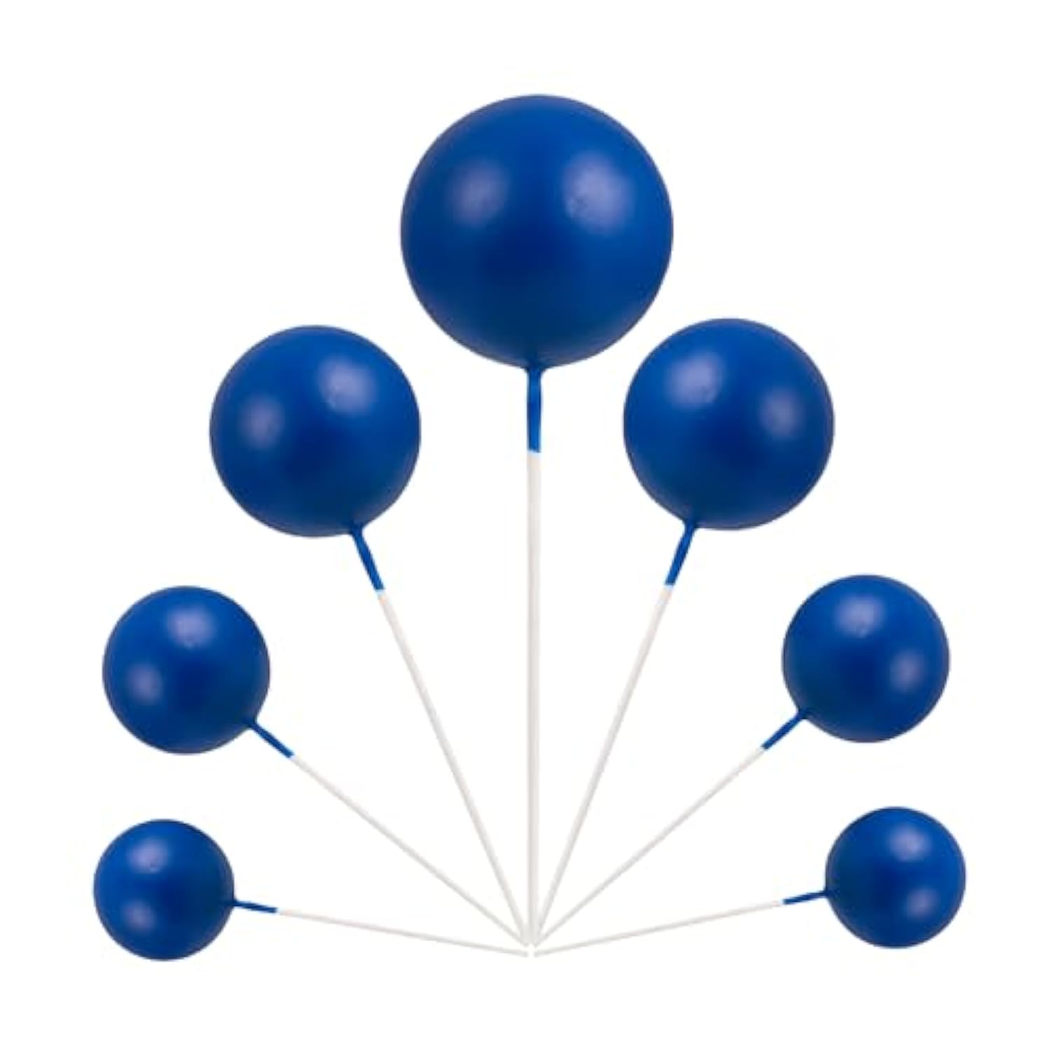 30Pcs Ball Cake Toppers Balls Cupcake Toppers Foam Ball Shaped Cake Picks Diy Balloons Cake Insert Topper For Wedding Enagement Baby Shower Birthday Party Cake Decorations Supplies Royal Blue