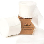 White Chiffon Ribbon 1-1/2 Inch X 20 Yard Handmade Fringe Chiffon Silk Ribbon, White Ribbon For Wedding Invitations, Bridal Bouquets Wrapping, Flower Arrangement Decoration