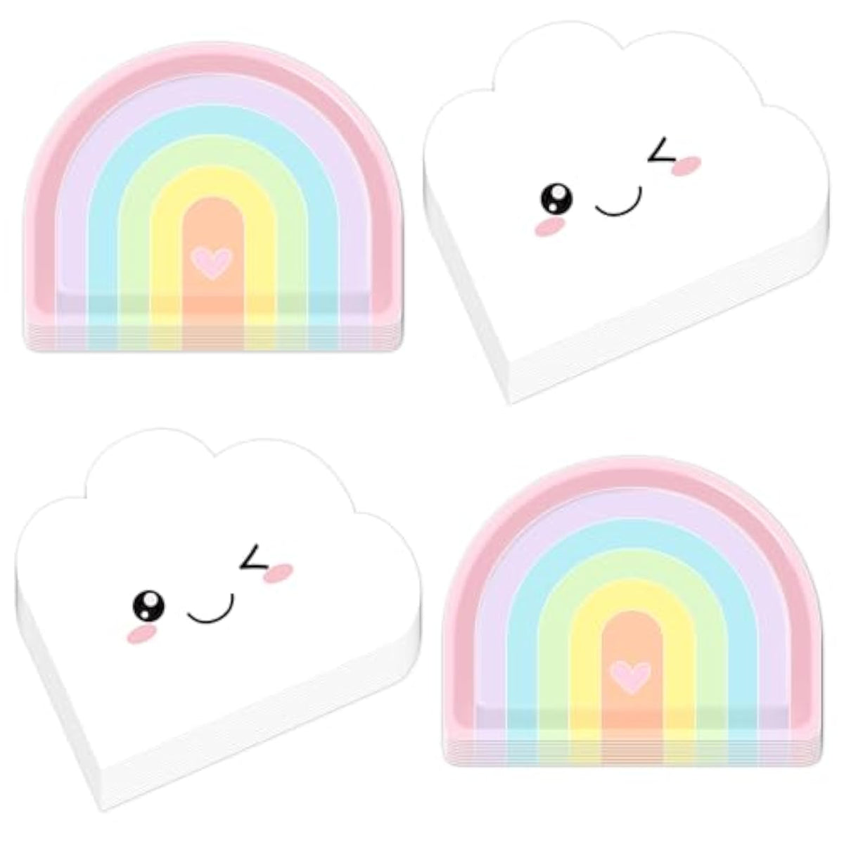 50Pcs Boho Rainbow Party Decorations Cloud Paper Plates And Napkins Rainbow Shaped Paper Plates Disposable Cloud Shaped Napkins For Kids Boys And Girls Birthday Baby Shower Clouds Party Decorations