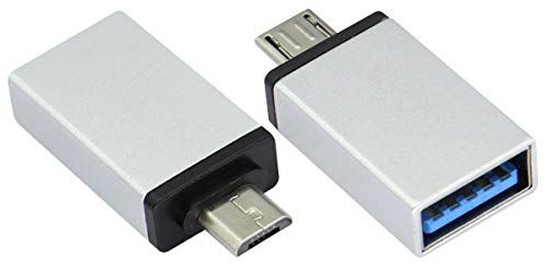 2-Pack OTG Micro to USB Adapter, Aluminum Alloy, Silver