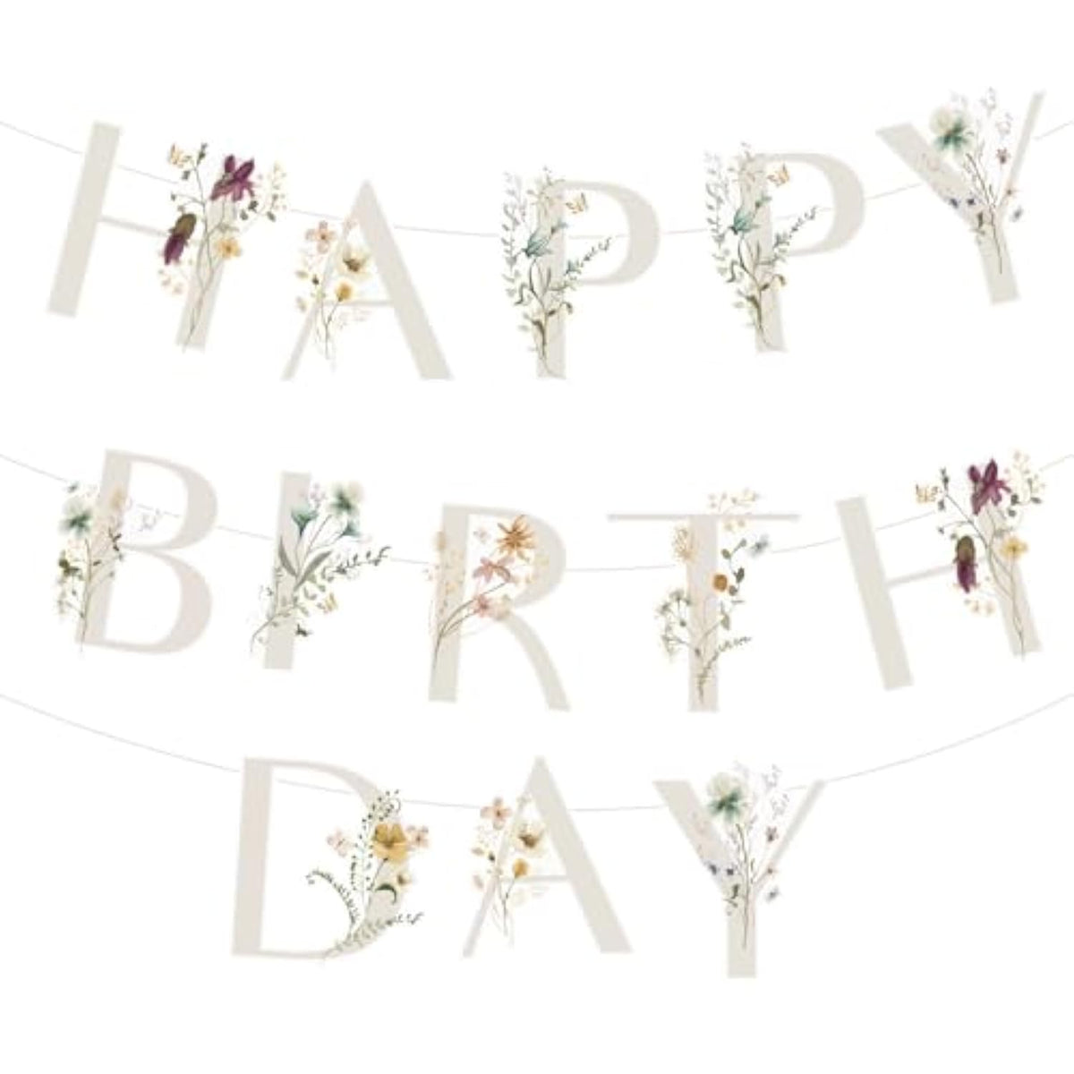 Wildflower Happy Birthday Banner, Baby In Bloom Floral Banner For Baby Shower Decor Women Girls Party Decorations Favors Supplies.