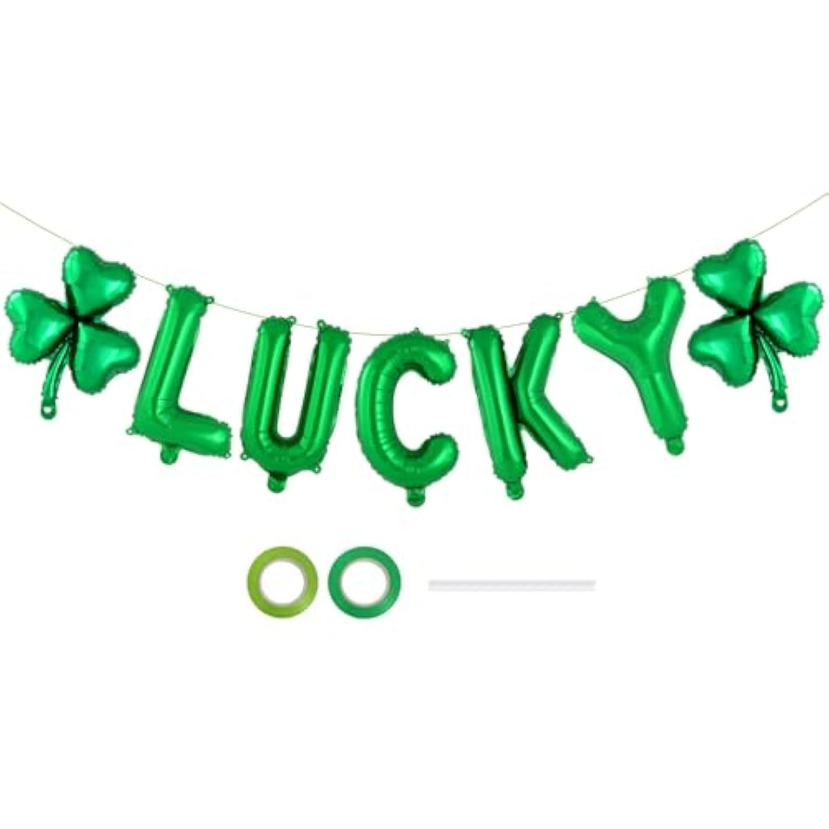 St. Patrick’S Day Balloons, 16 Inch Green Foil Lucky And Shamrock Balloon Banner, Clover Mylar Balloon For St. Patrick’S Day, Spring-Themed, Birthday Party Decorations (16 Inch-Green Lucky)