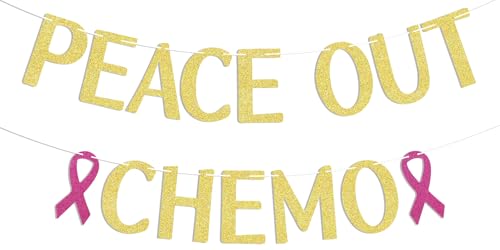 Peace Out Chemo Banner, Gold Glitter Cancer Survivor Party Decorations, Cancer Free, Chemotherapy, Chemo Finito Banner, Funny Battle Cancer Gift