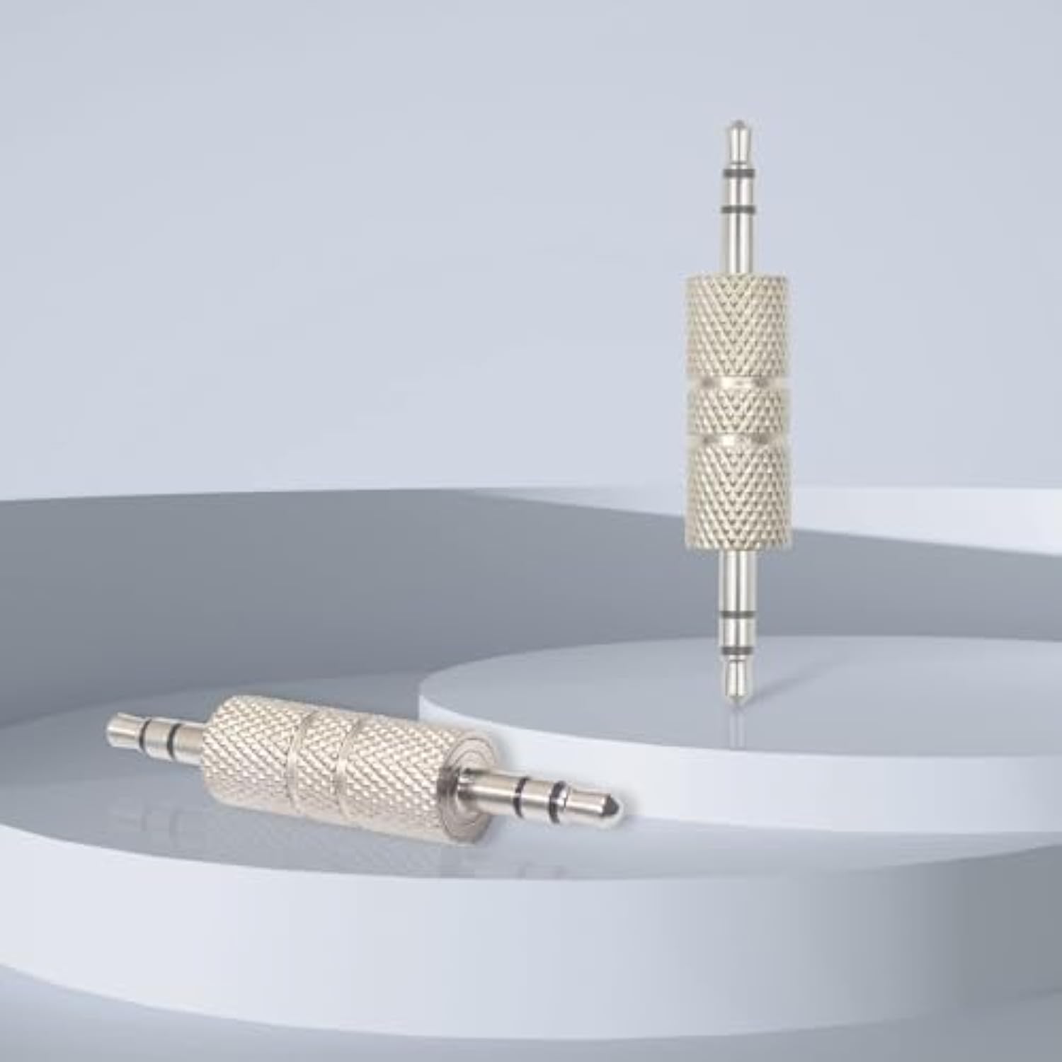 3.5Mm Male To Male Audio Adapter, Metal Silver 3 Pole 3.5Mm Stereo Jack Adapter Audio Headphone Jack Coupler Connectors - 2 Pack