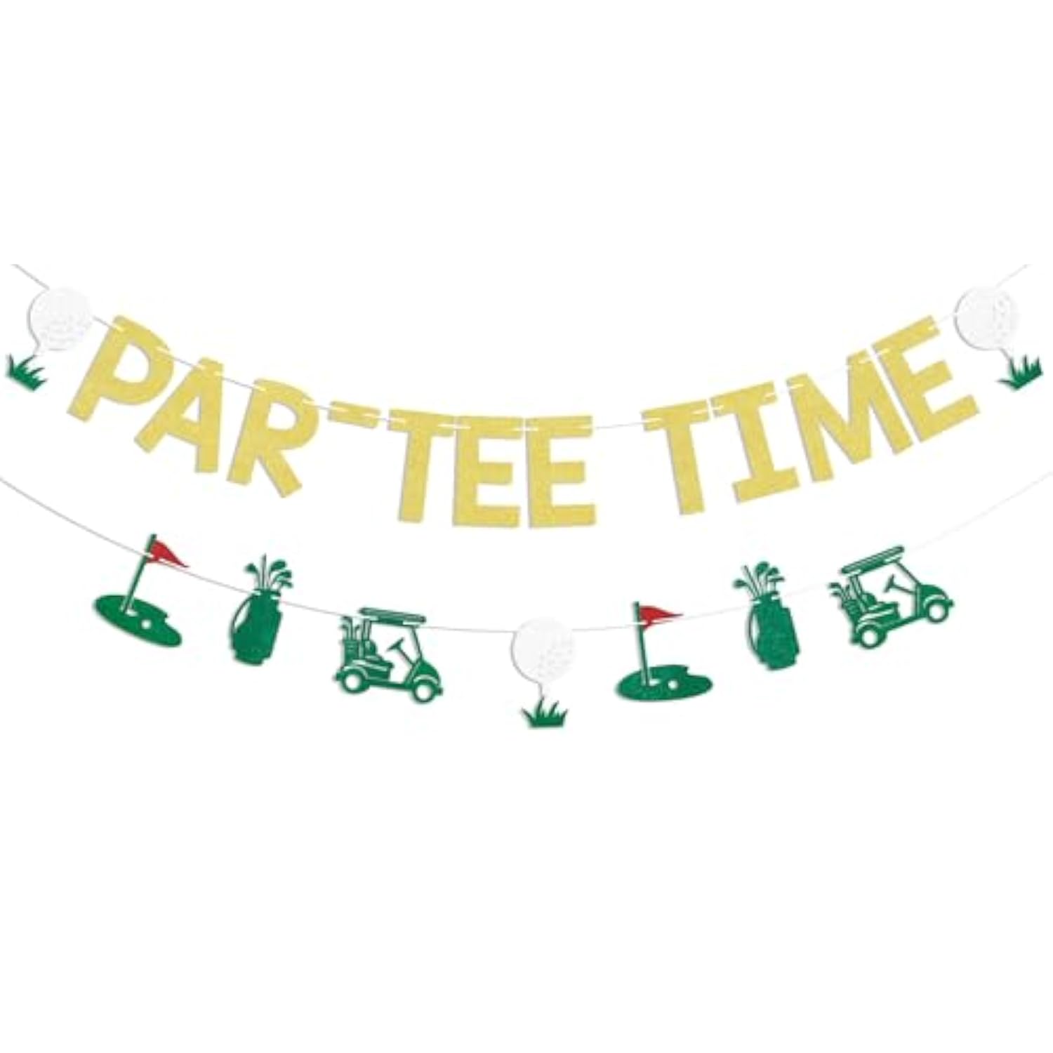 Let'S Par-Tee Banner - Par-Tee Time Sign, Golf Themed Birthday Banner, Retirement Party Decor For Golf Lover, Golf Party Decorations Gold Glitter