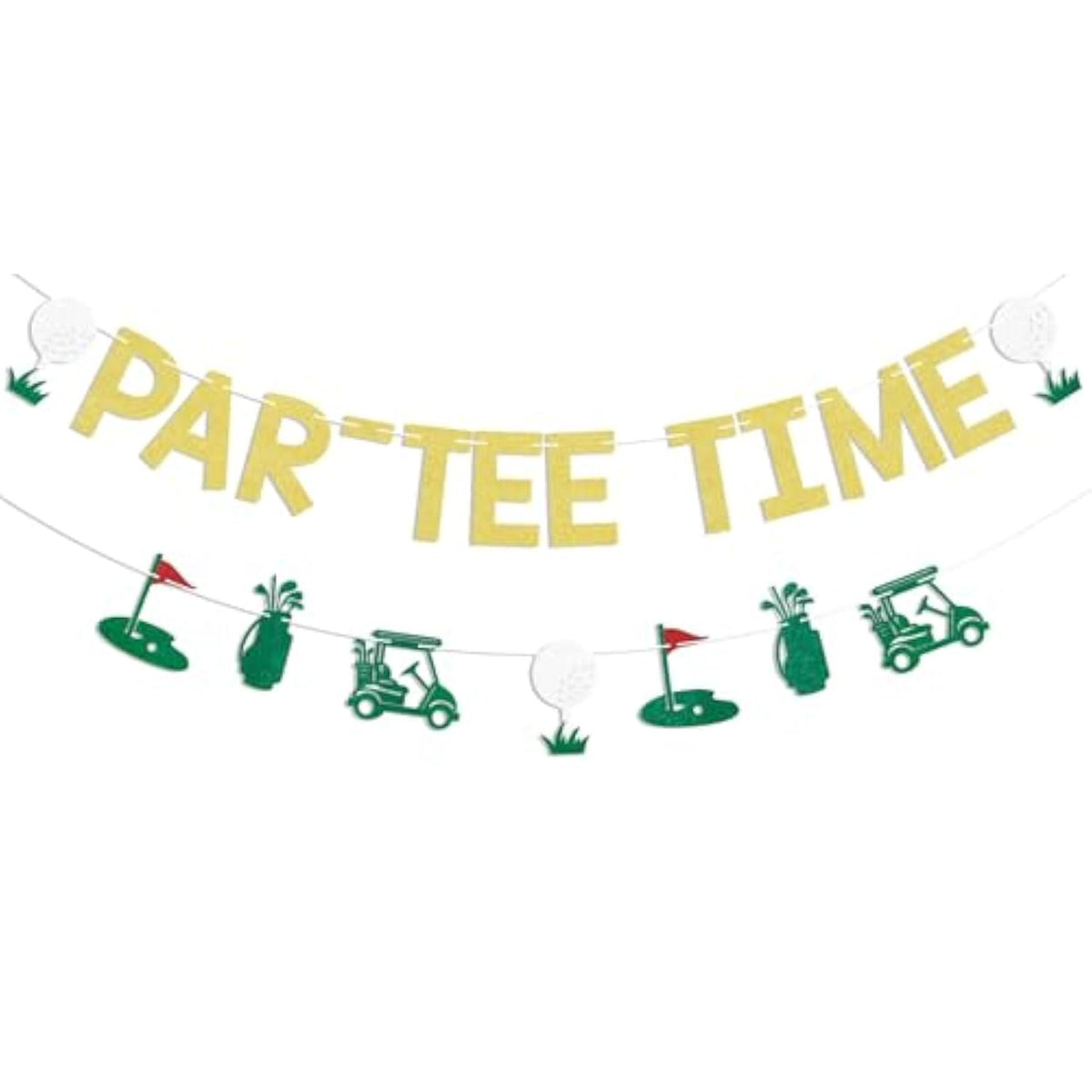 Let'S Par-Tee Banner - Par-Tee Time Sign, Golf Themed Birthday Banner, Retirement Party Decor For Golf Lover, Golf Party Decorations Gold Glitter
