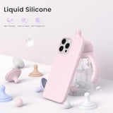 Compatible With 16 Pro Max Case 6.9", Slim Liquid Silicone 3 Layers Soft Gel Rubber Shockproof Protective Case With Anti-Scratch Microfiber Lining-Chalk Pink