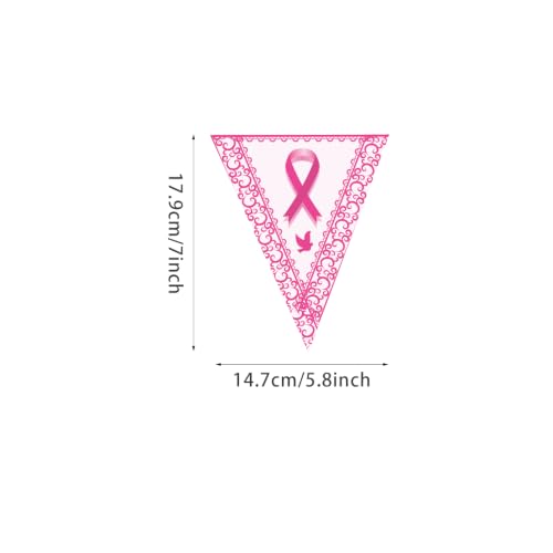 Breast Cancer Awareness Triangle Bunting Banner Pink Ribbon Decorations