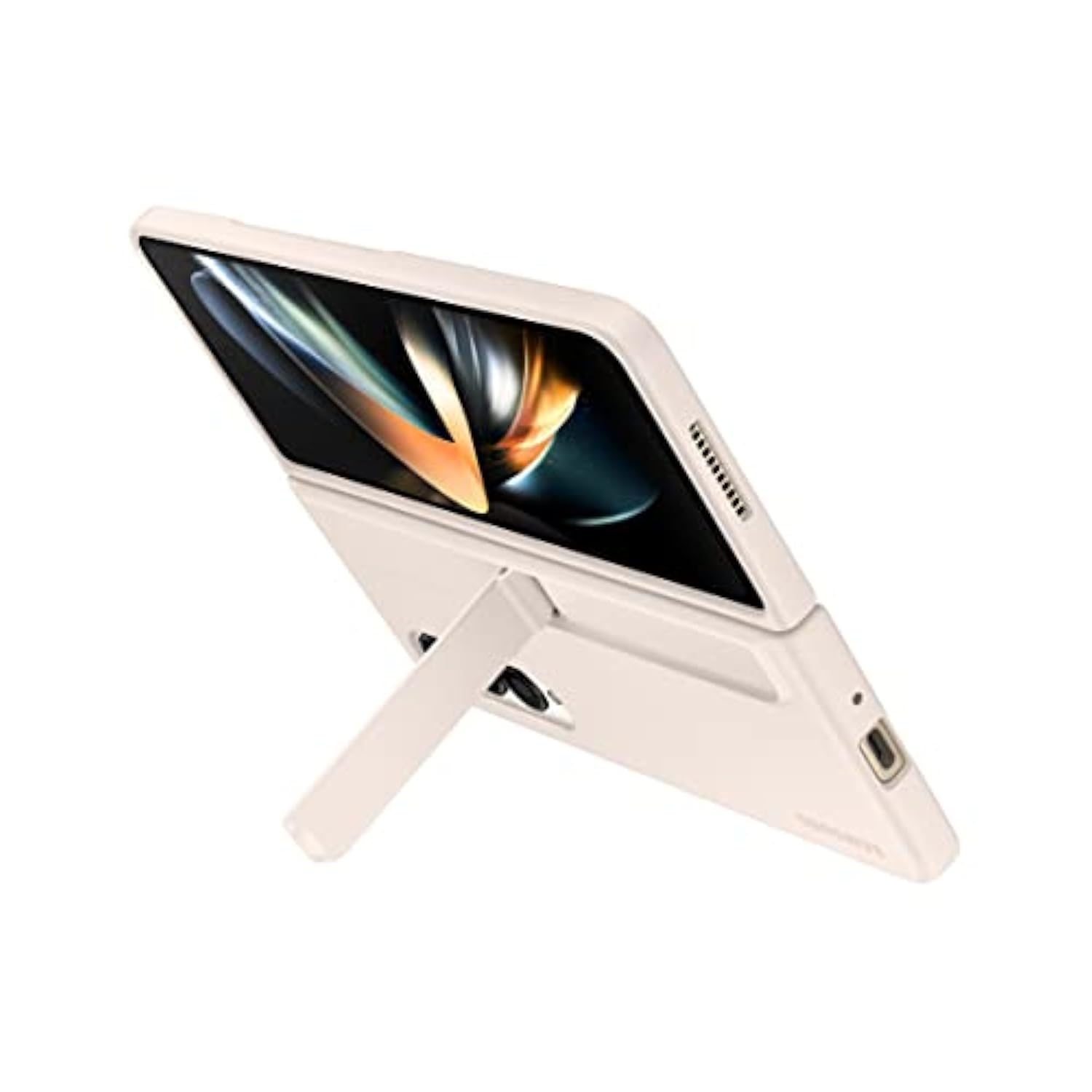 SAMSUNG Galaxy Z Fold4 Standing Cover with S Pen and S Pen Holder, Protective Phone Case with Kickstand for Hands Free Viewing, US Version, Sand