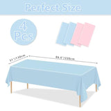 4Pcs Gender Table Cloths - Rectangular Pink And Blue Tablecloths For Gender Reveal Decorations, Boy Or Girl Party Supplies, 51 X 86.6 Inch