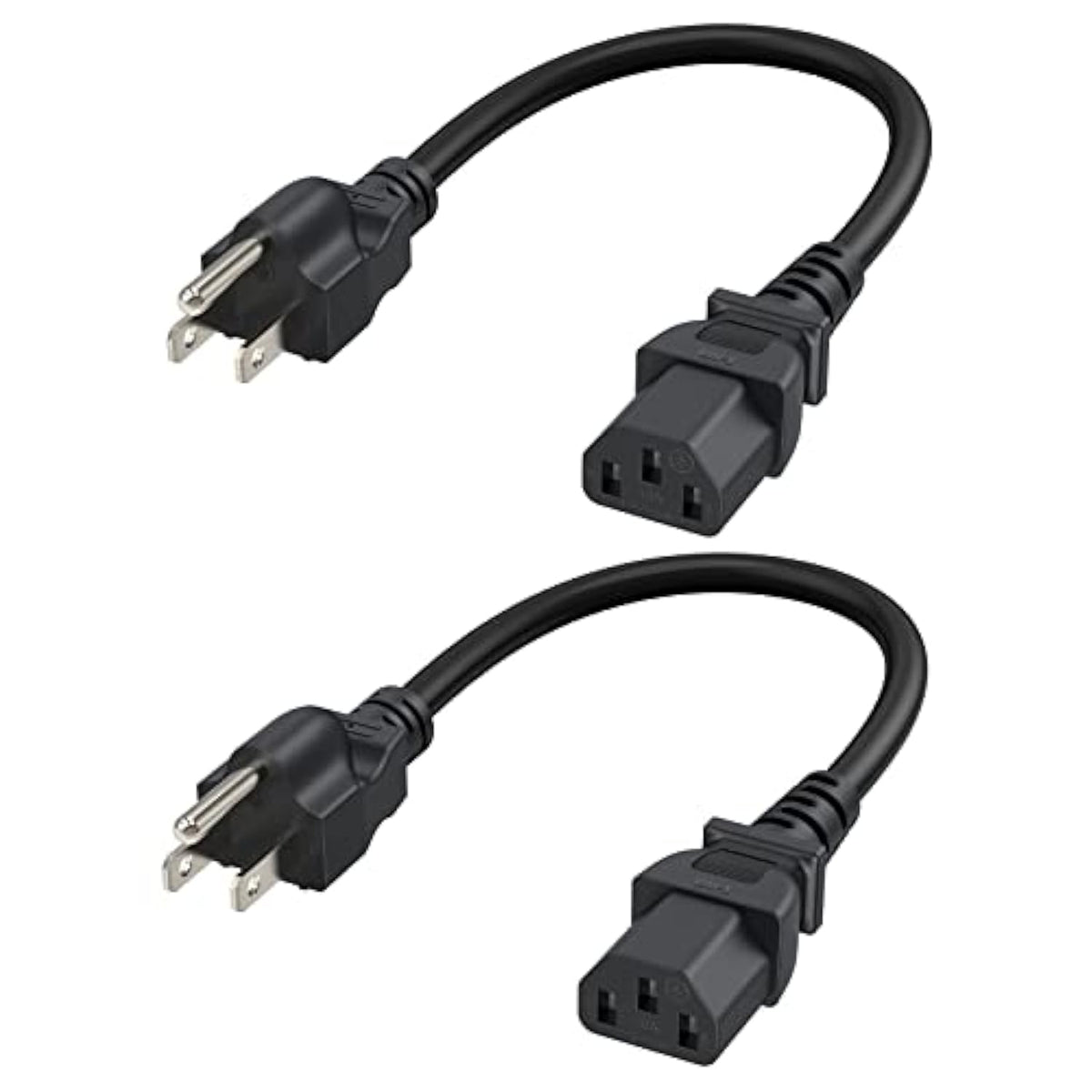 CableCreation [2-Pack] 1 Feet 18 AWG Universal Power Cord for NEMA 5-15P to IEC320C13 Cable, 0.3M / Black