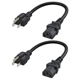 CableCreation [2-Pack] 1 Feet 18 AWG Universal Power Cord for NEMA 5-15P to IEC320C13 Cable, 0.3M / Black