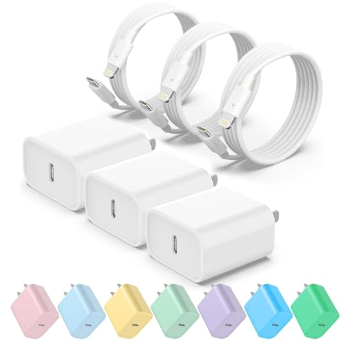 Usb C Fast Charger, 3 Pack 20W Usb-C Power Adapter With 3 Pack 6Ft Type C To Lightning Cable For Iphone 14/13 Pro/13/12/12 Mini/12 Pro Max/11 Pro