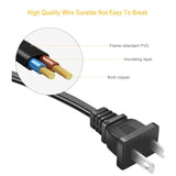 Universal 2-Prong Ac Power Cord To 2-Slot Mini Fridge Replacement Cable 6 Feet