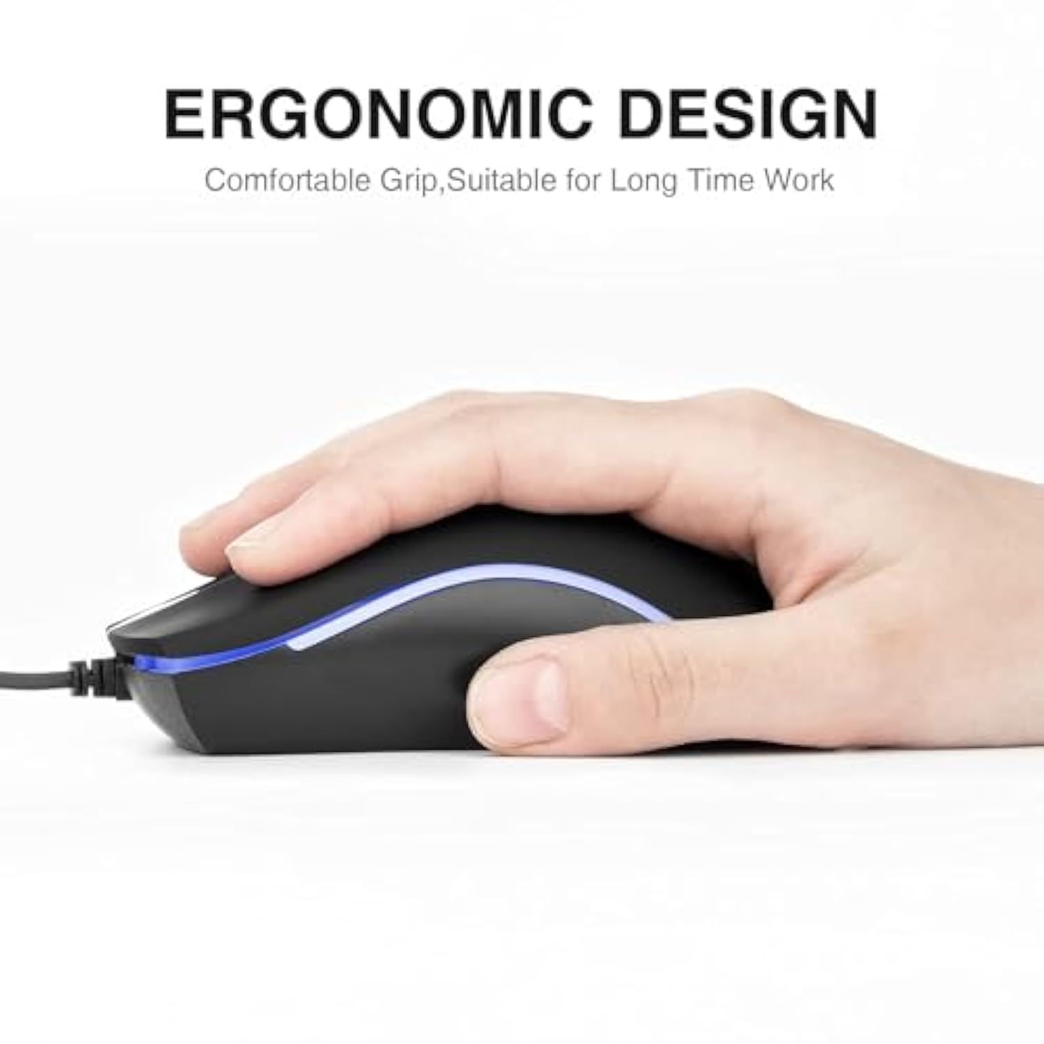 Wired Mouse, Rm105 Usb Computer Mouse,Rgb Optical 1600 Dpi Office Mice For Pc,