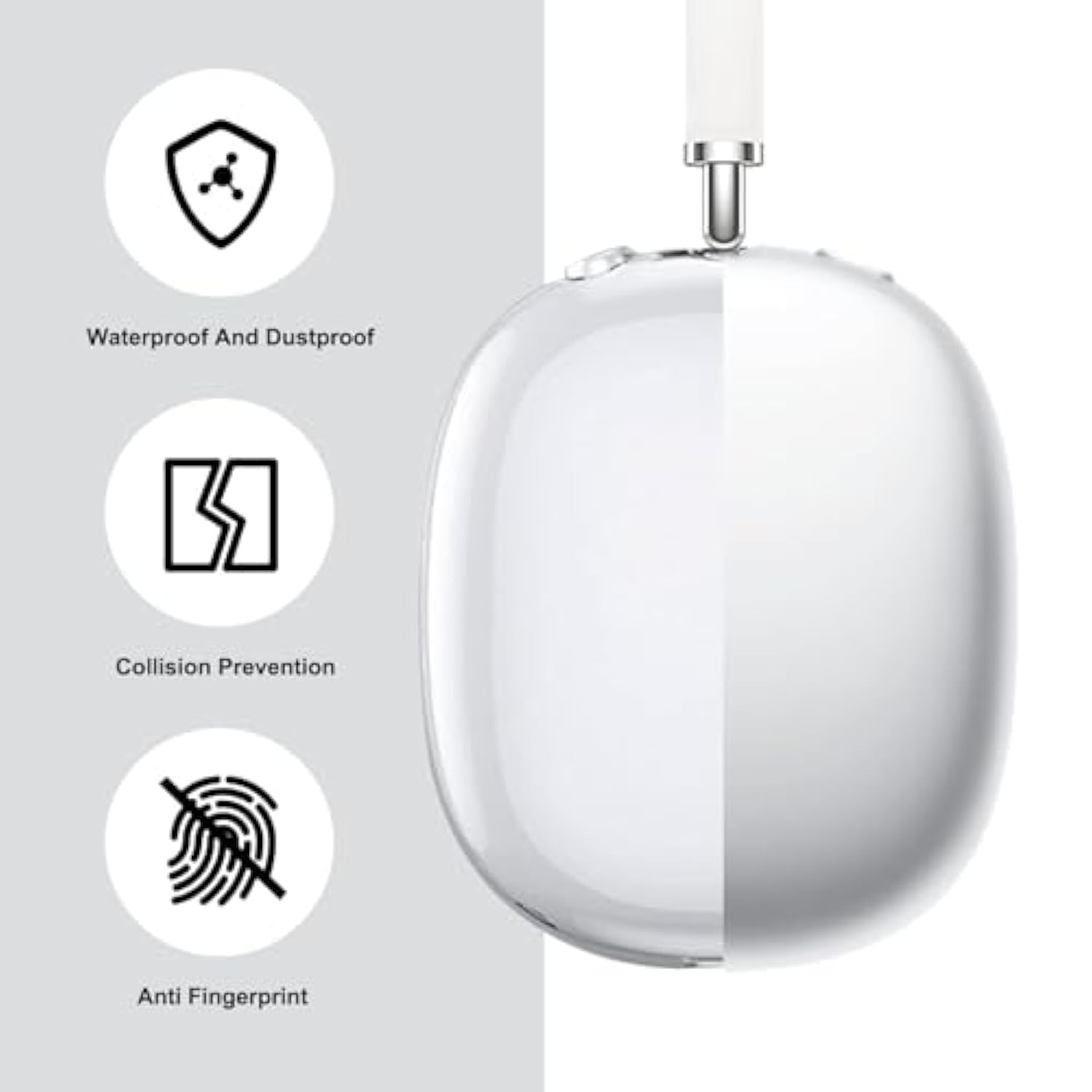Case Cover For Airpods Max Headphones, Clear Soft Tpu Skin Anti-Scratch, Transparent Accessories Ultra Protective Cover For Apple Airpods Max (2024/2020), Clear