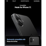 Spigen Camera Lens Screen Protector [GlasTR EZ Fit Optik Pro] Designed for iPhone 17 | iPhone 16 Plus | iPhone 16 [Case Friendly] - Black [2 Pack]