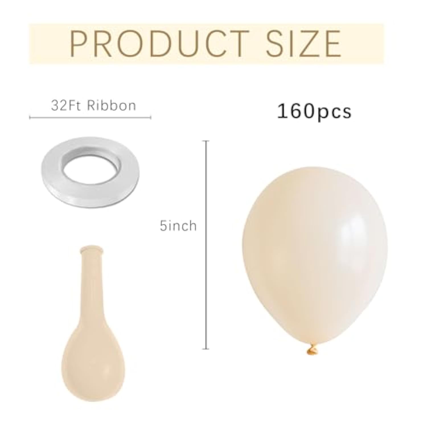Cream Balloons 160 Pack 5 Inch Latex Party Neutral Round Beige Sand White Balloons For Birthday Wedding Baby Shower Gender Reveal Party Decoration