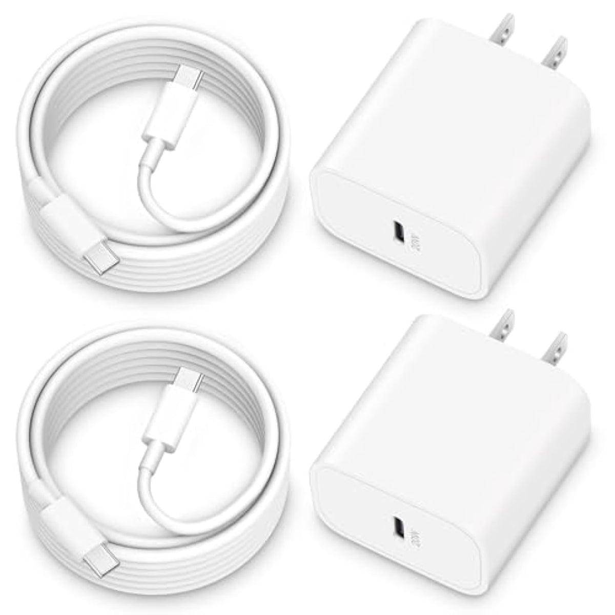[2025 Upgraded] Iphone 16E/16 Pro Charger, 2-Pack 20W Usb C Fast Wall Charger Block With 60W 6Ft Usb C Charging Cable Cord For Iphone 16/16 Pro Max/16 Plus/16E/15/15 Pro/15 Pro Max, Ipad Power Adapter