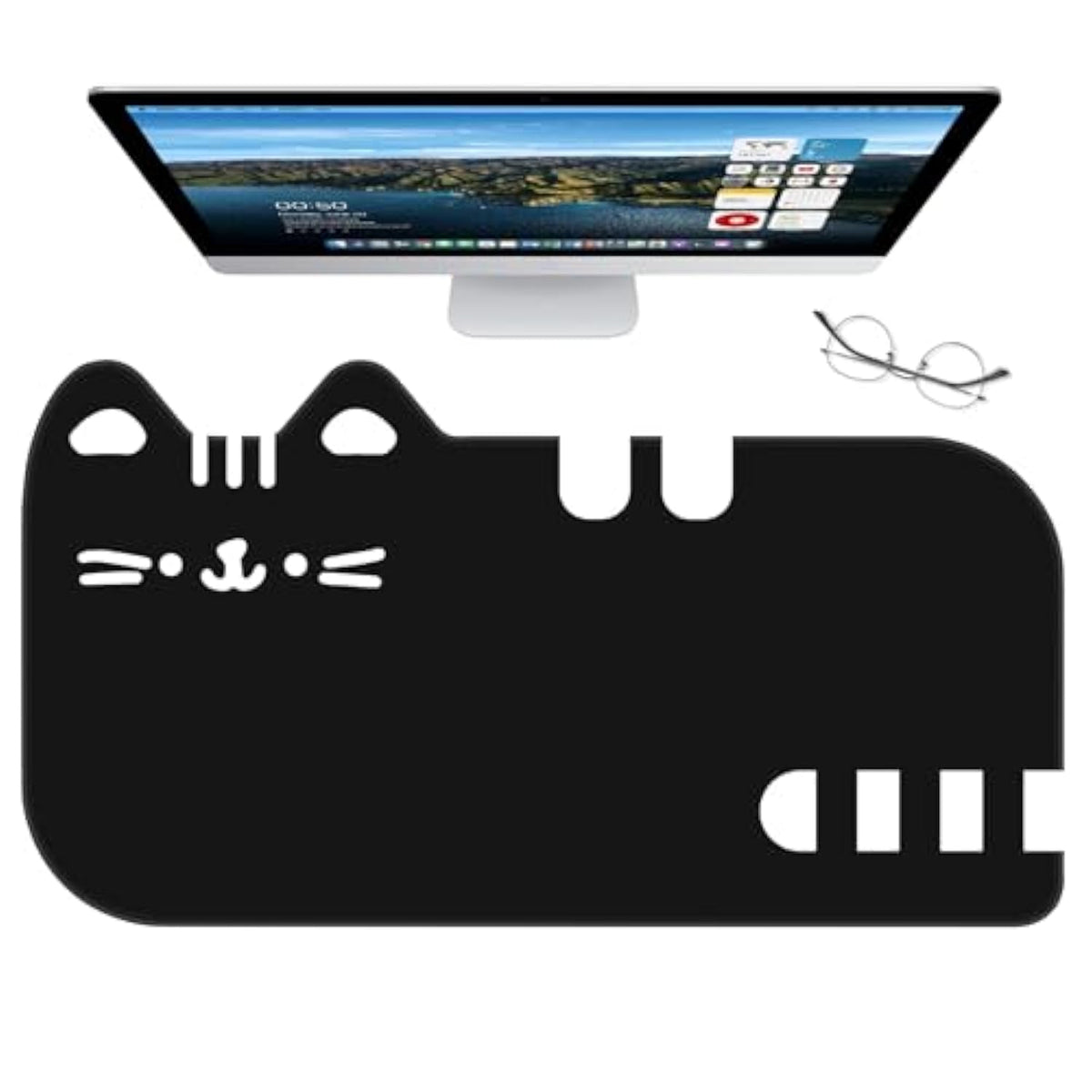 Large Gaming Mouse Pad, Extended Mouse Mat With Stitched Edges, Cute Anime Cat Keyboard Pad With Non-Slip Base, Big Xxl Desk Mats For Gamer, Laptop, Computer, Desktop, 29.5 X 15.9In, Black