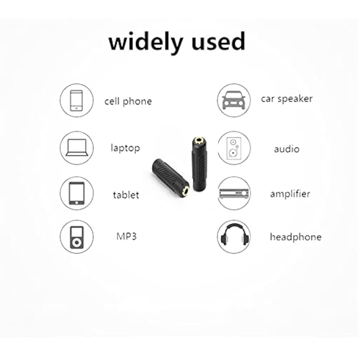 3.5Mm Stereo Jack To 3.5Mm Jack Adapter Female To Female Audio Connector Coupler Gold Plated For Stereo Cable Speaker & Headphone 2 Pack
