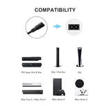 Ac Power Cord Compatible Sony Ps5/Ps4/Ps4 Slim/Ps3 Slim&Super Slim, Xbox Series S/Series X, Xbox One S/X, Playstation 5 Playstation 4 Power Supply Cable Replacement
