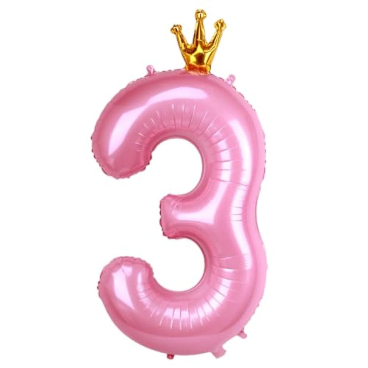 Pink Crown 40" Foil Number 3 Balloon for 3rd Birthday Party