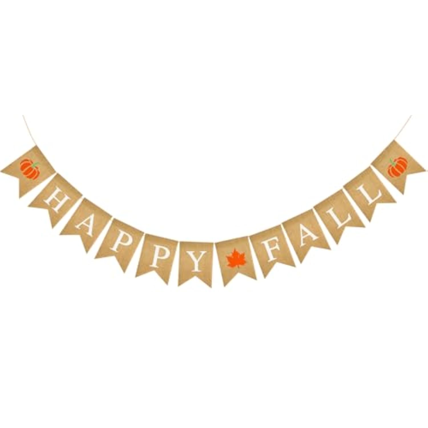 Happy Fall Burlap Banner - Prestrung Fall Banners, Happy Fall Banner, Thanksgiving & Harvest Home Decor, Pumpkin Maple Leaf Garland For Indoor Fireplace Wall Porch And Outdoor Party Decor